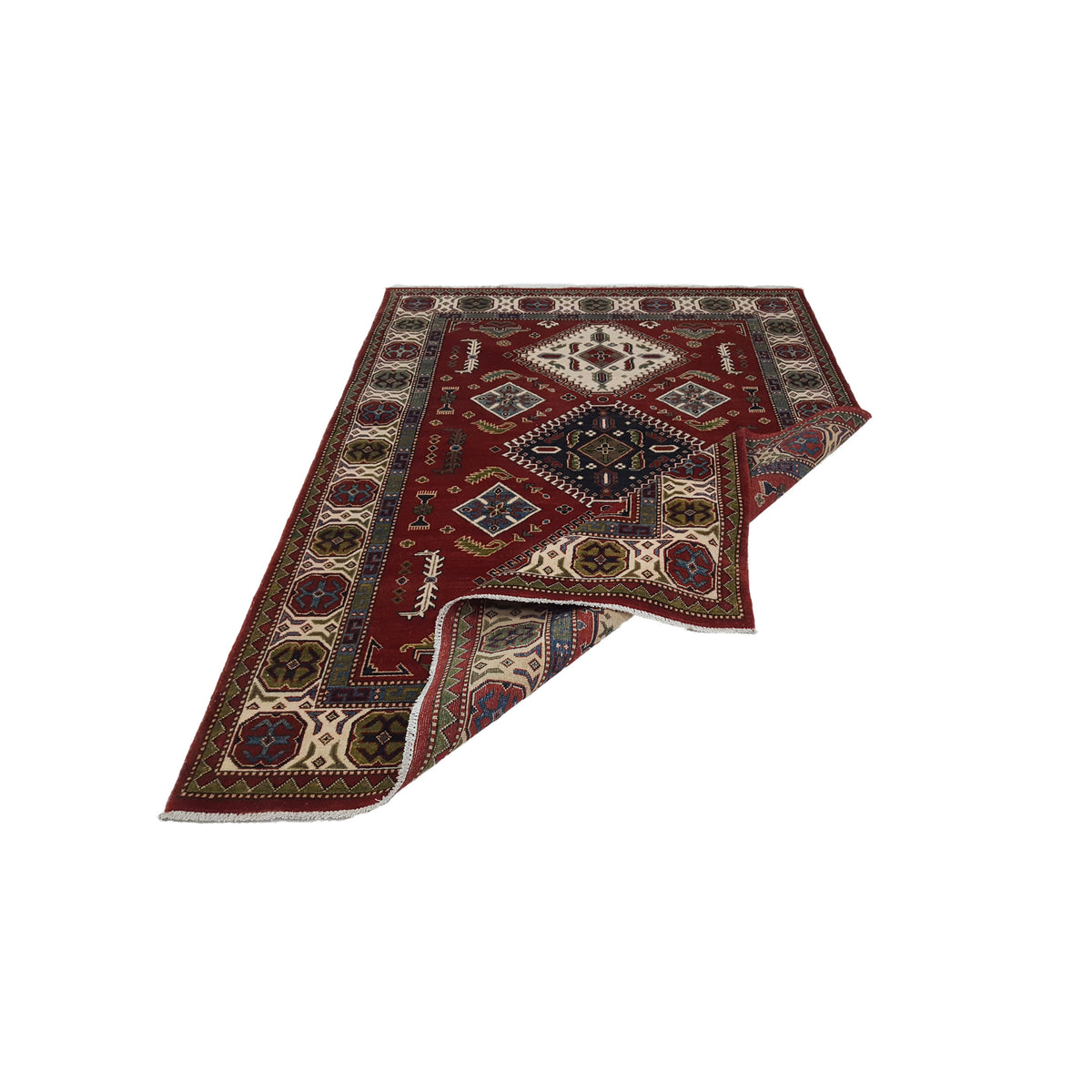 Pacific Kazak 41843 Red Ivory Traditional Hand Knotted Rug