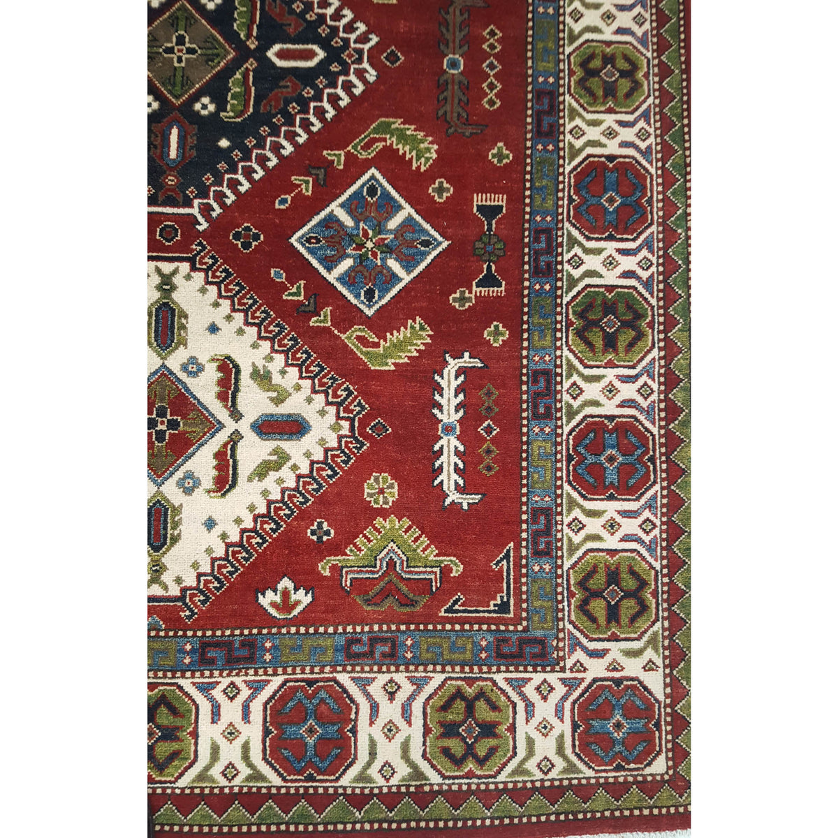 Pacific Kazak 41843 Red Ivory Traditional Hand Knotted Rug