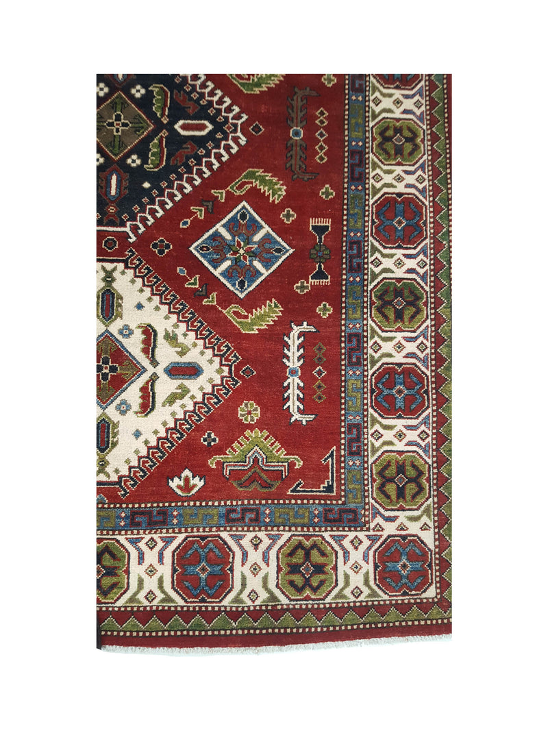 Pacific Kazak 41843 Red Ivory Traditional Hand Knotted Rug