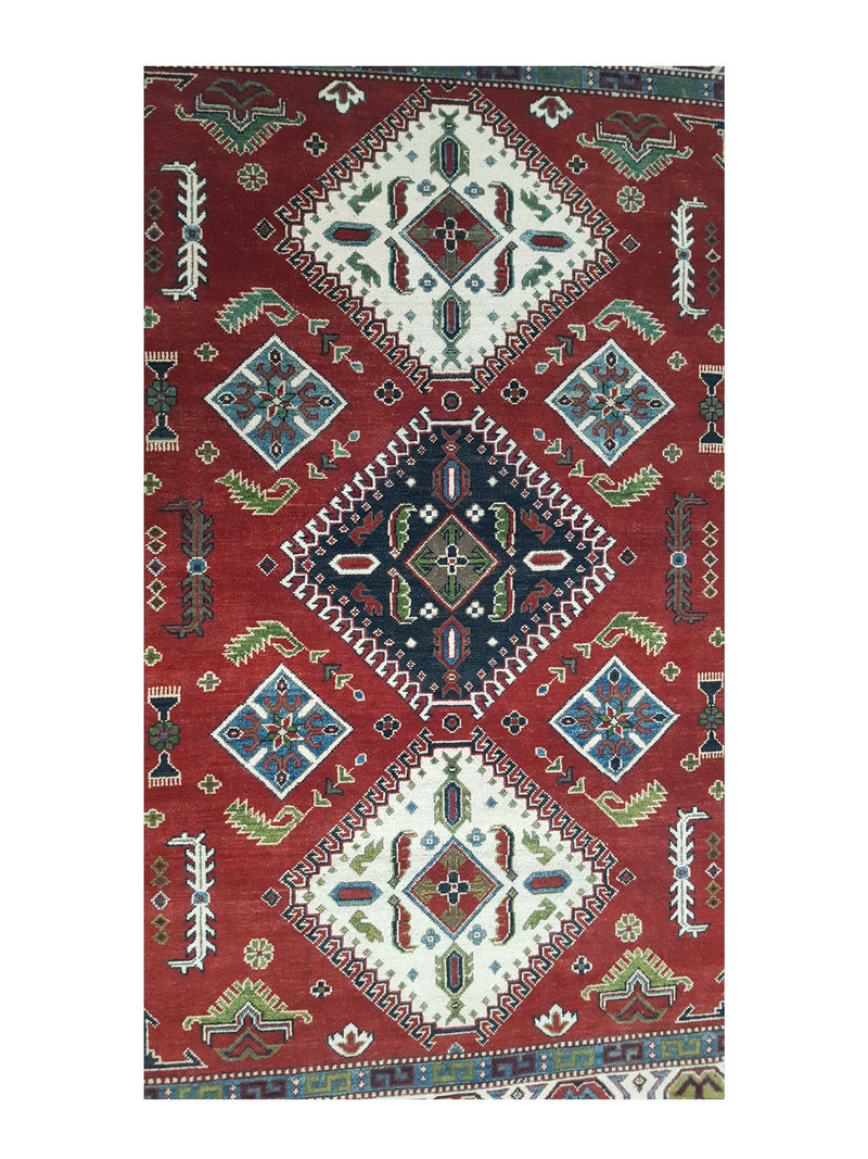 Pacific Kazak 41843 Red Ivory Traditional Hand Knotted Rug