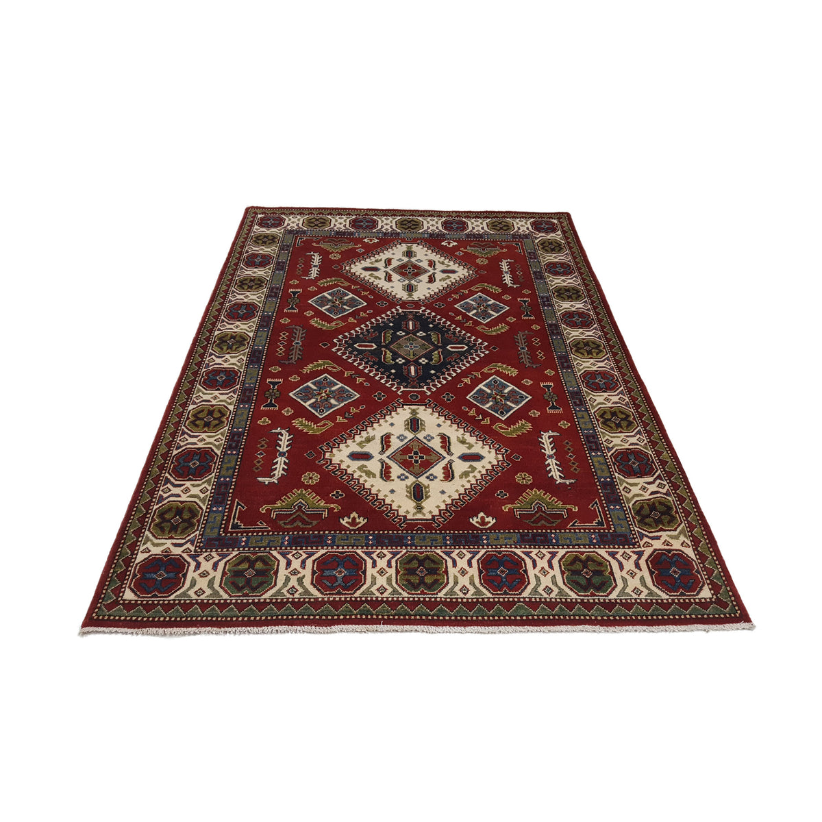 Pacific Kazak 41845 Red Ivory Traditional Hand Knotted Rug