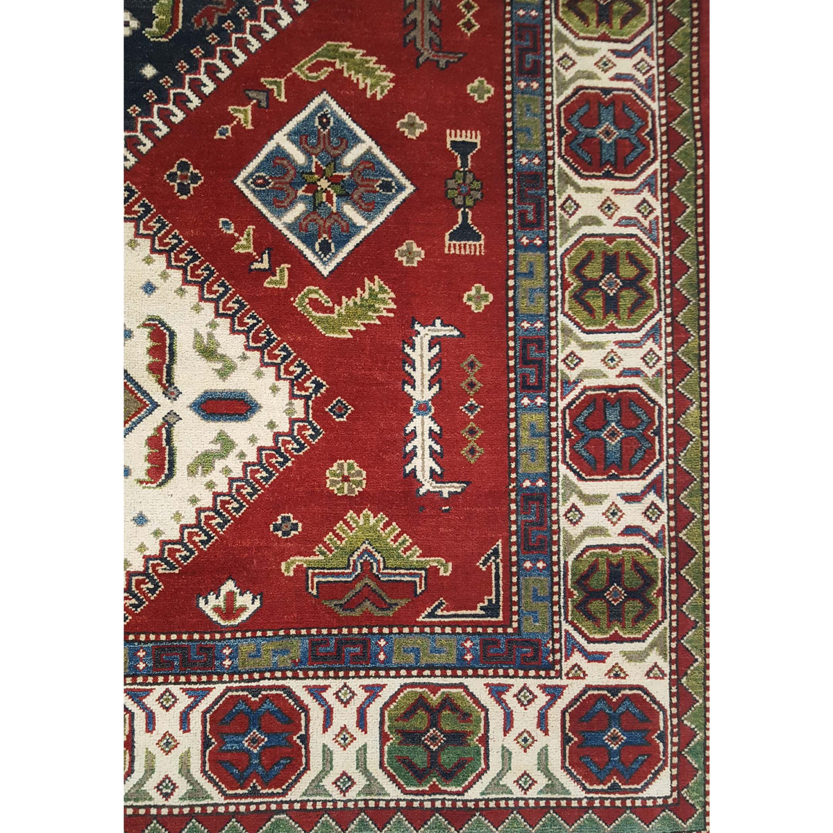 Pacific Kazak 41845 Red Ivory Traditional Hand Knotted Rug