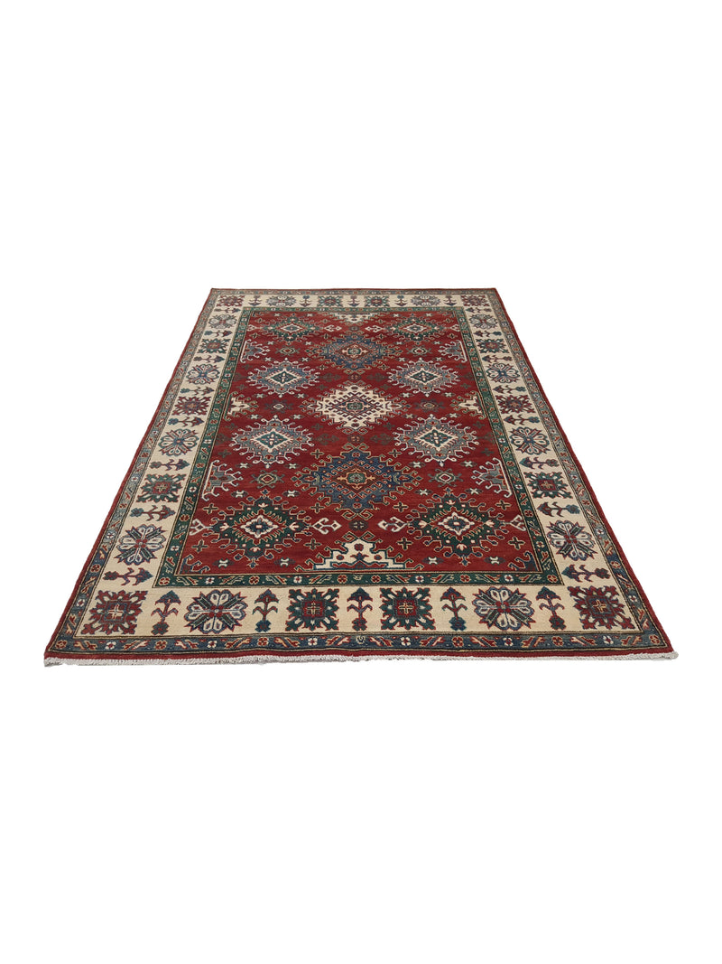 Pacific Kazak 41846 Red Ivory Traditional Hand Knotted Rug