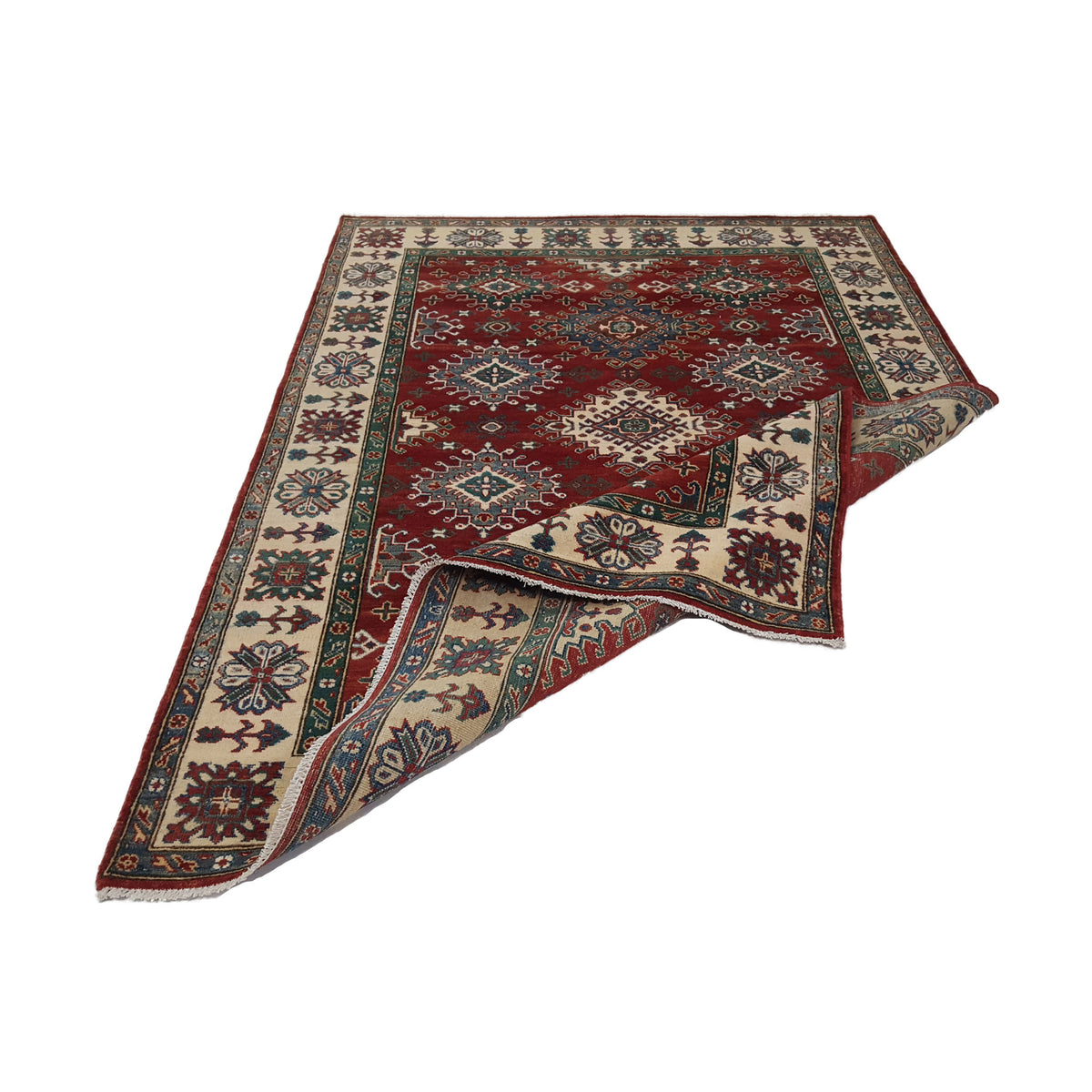 Pacific Kazak 41846 Red Ivory Traditional Hand Knotted Rug