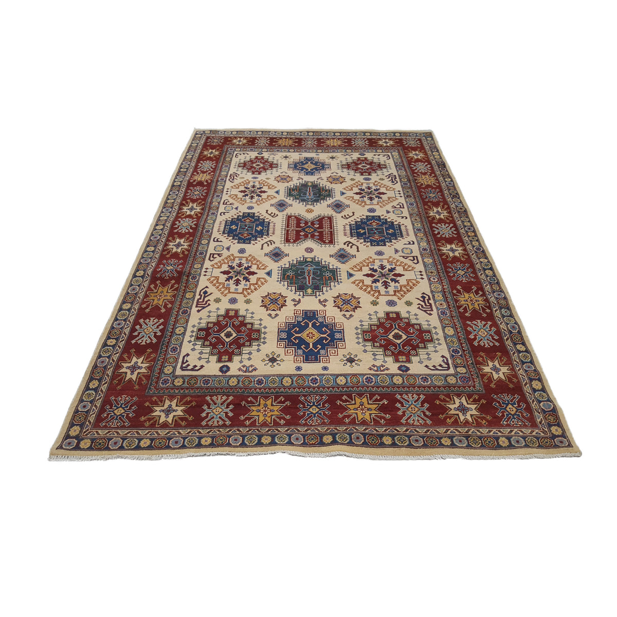 Pacific Kazak 41849 Ivory Rust Traditional Hand Knotted Rug