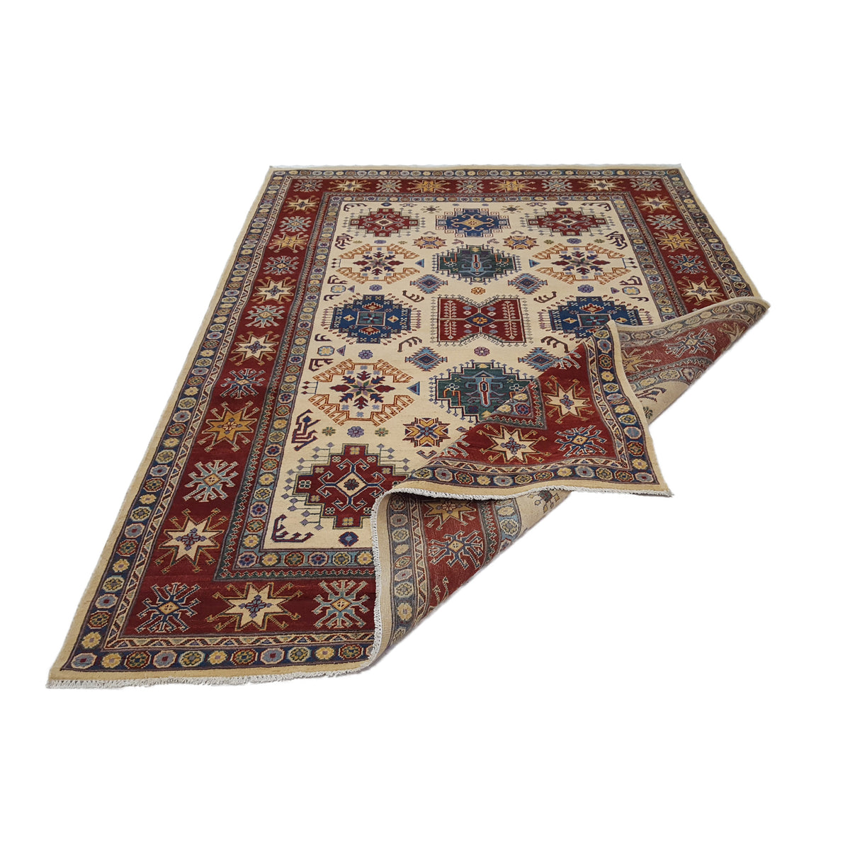 Pacific Kazak 41849 Ivory Rust Traditional Hand Knotted Rug
