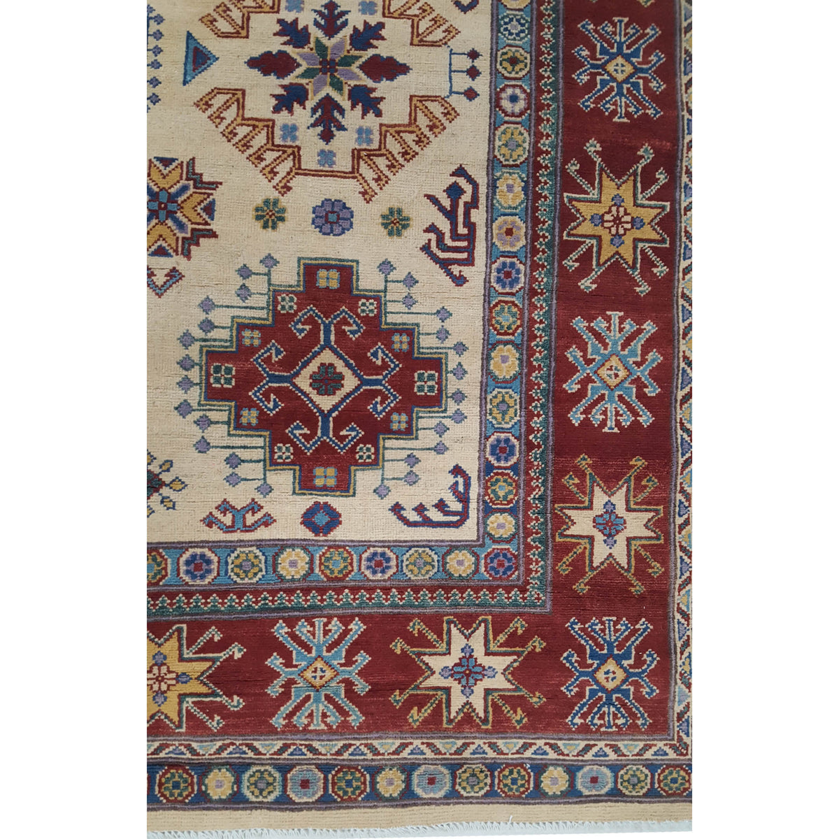 Pacific Kazak 41849 Ivory Rust Traditional Hand Knotted Rug