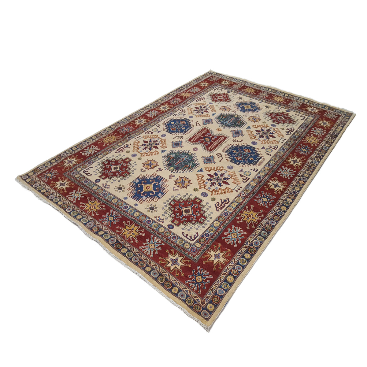Pacific Kazak 41849 Ivory Rust Traditional Hand Knotted Rug