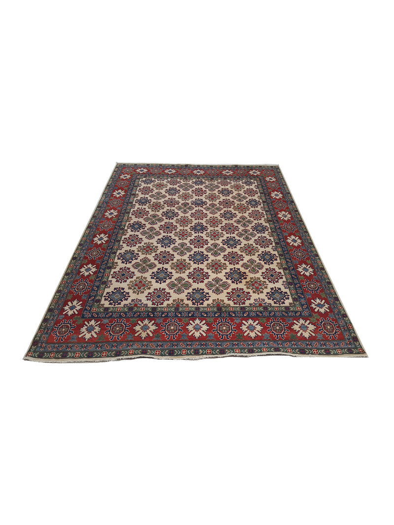 Pacific Kazak 41852 Ivory Red Traditional Hand Knotted Rug
