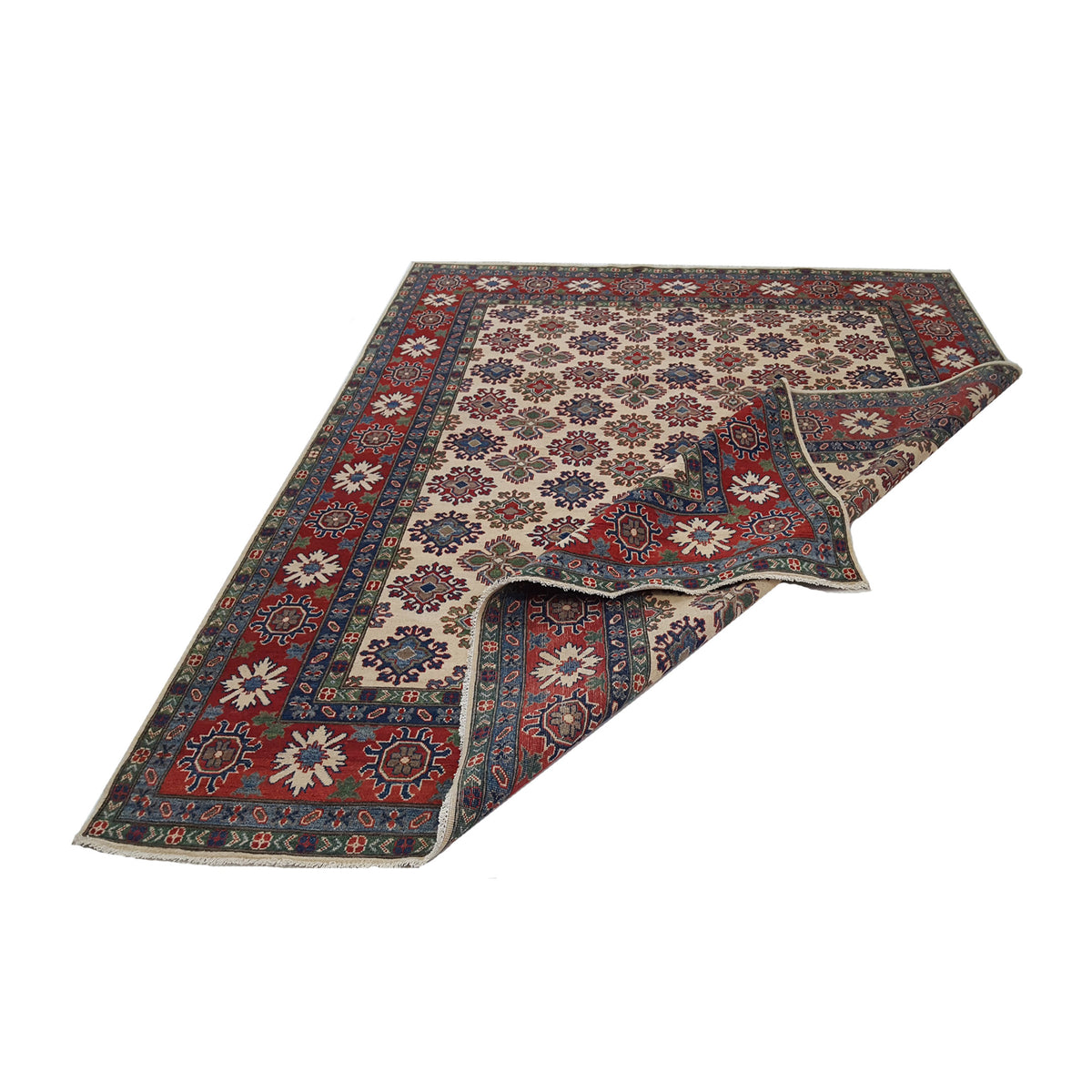 Pacific Kazak 41852 Ivory Red Traditional Hand Knotted Rug