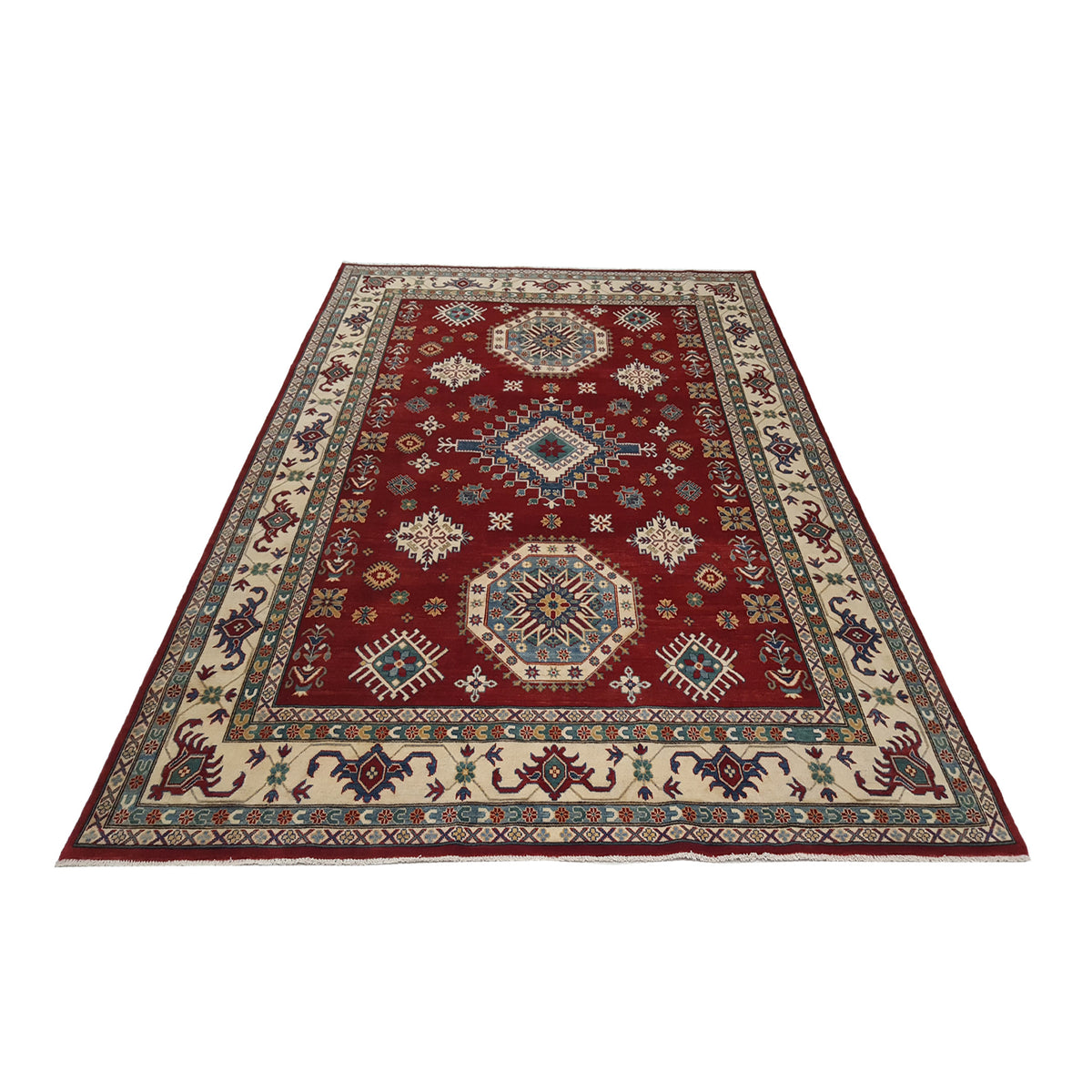Pacific Kazak 41863 Red Ivory Traditional Hand Knotted Rug