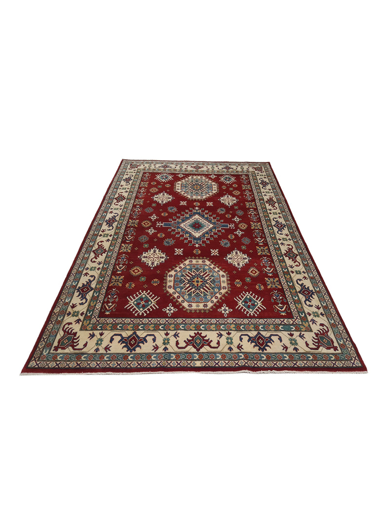 Pacific Kazak 41863 Red Ivory Traditional Hand Knotted Rug