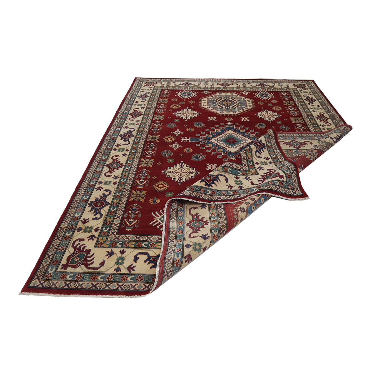 Pacific Kazak 41863 Red Ivory Traditional Hand Knotted Rug