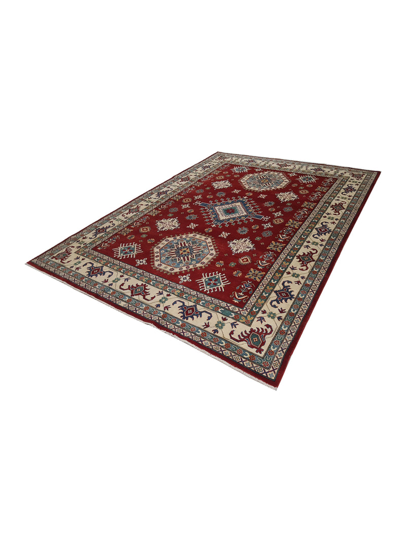 Pacific Kazak 41863 Red Ivory Traditional Hand Knotted Rug