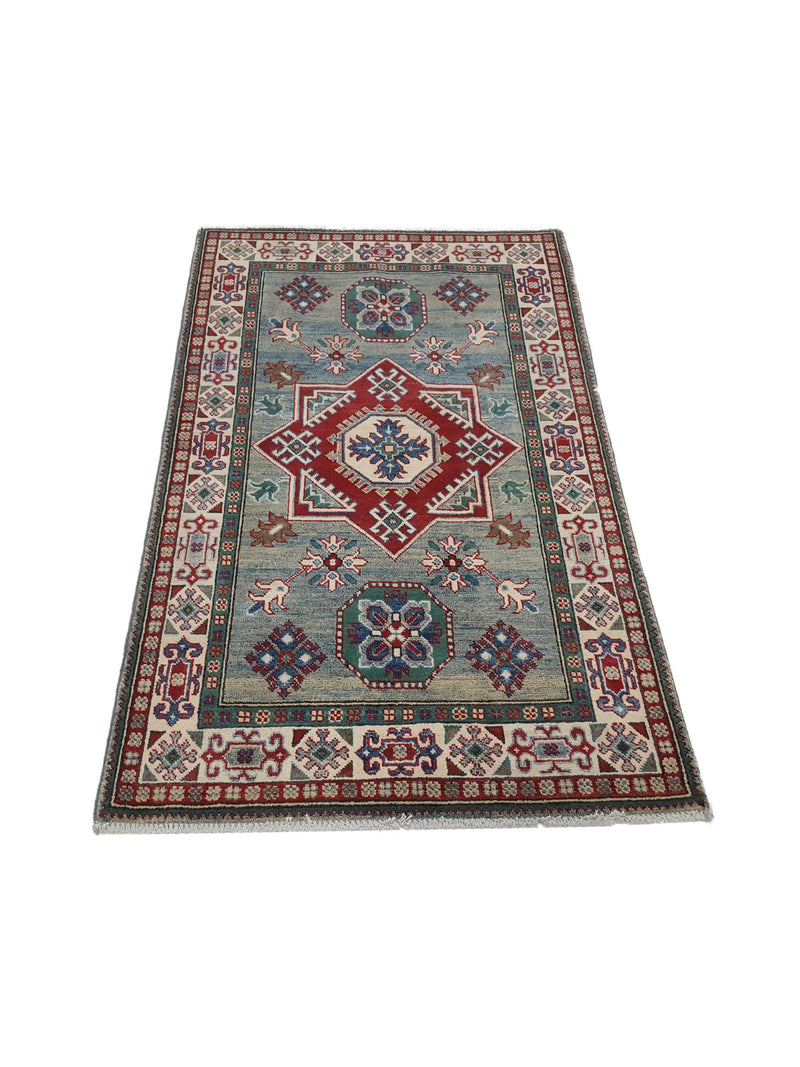 Pacific Kazak 41867 Green Ivory Traditional Hand Knotted Rug