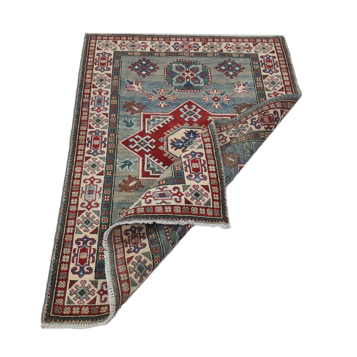 Pacific Kazak 41867 Green Ivory Traditional Hand Knotted Rug