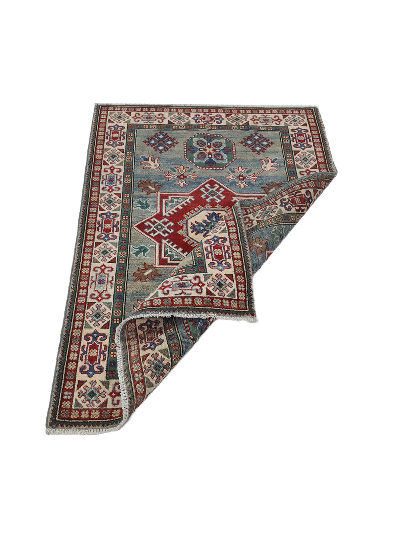 Pacific Kazak 41867 Green Ivory Traditional Hand Knotted Rug