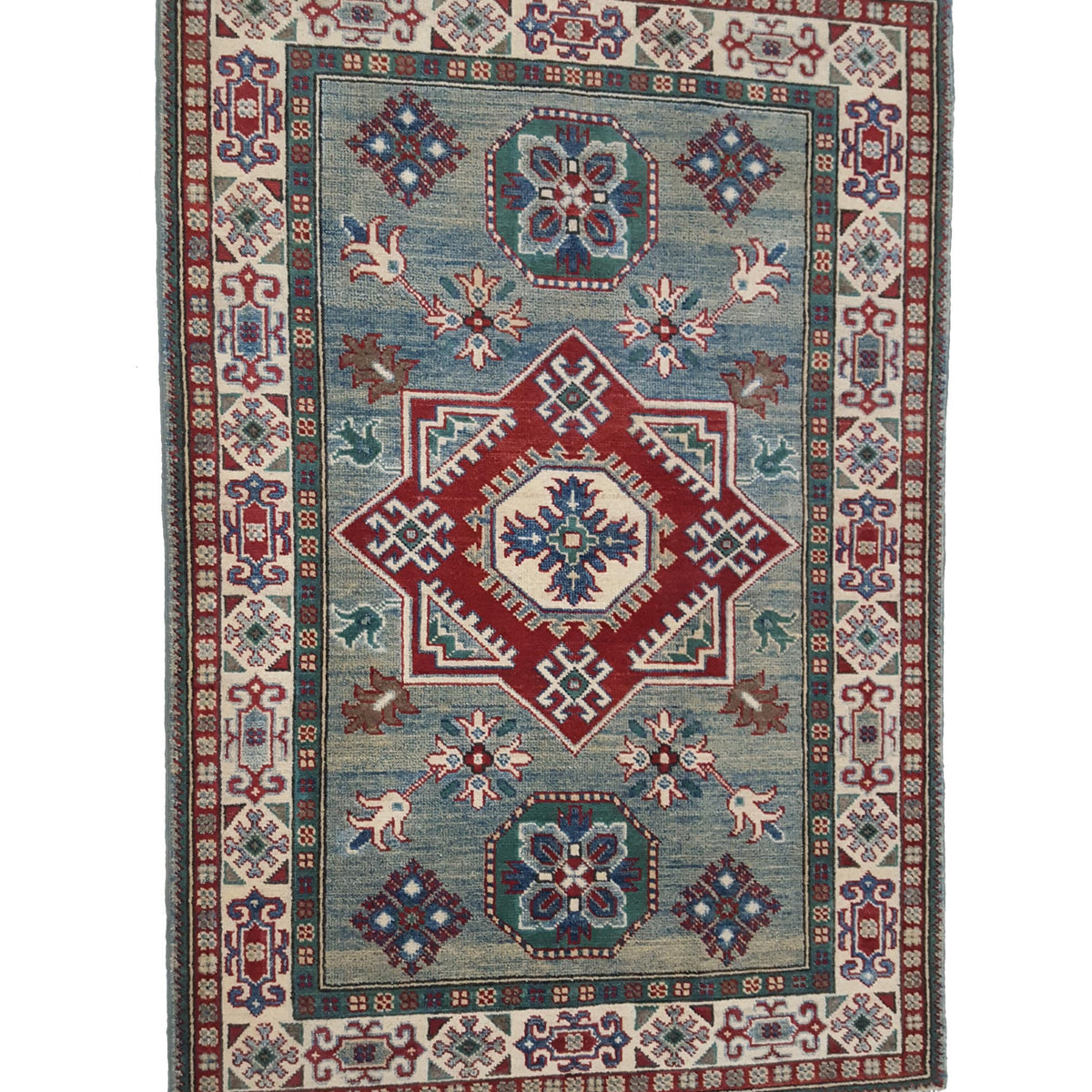 Pacific Kazak 41867 Green Ivory Traditional Hand Knotted Rug