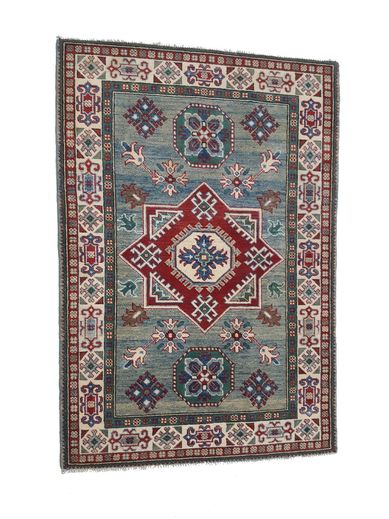 Pacific Kazak 41867 Green Ivory Traditional Hand Knotted Rug