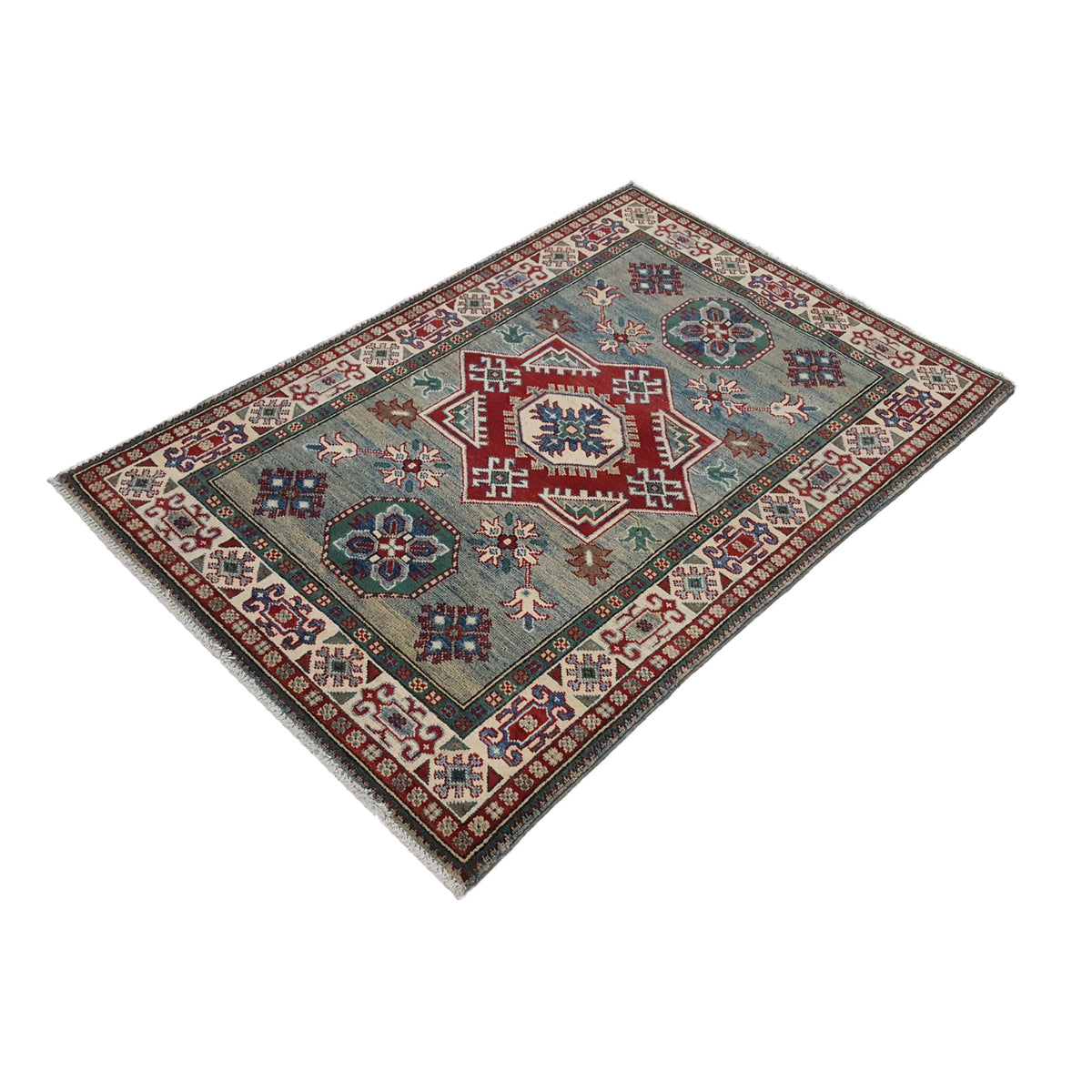 Pacific Kazak 41867 Green Ivory Traditional Hand Knotted Rug