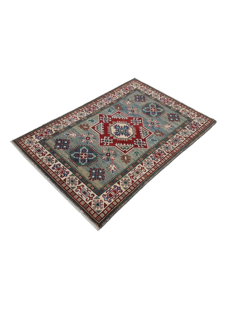 Pacific Kazak 41867 Green Ivory Traditional Hand Knotted Rug