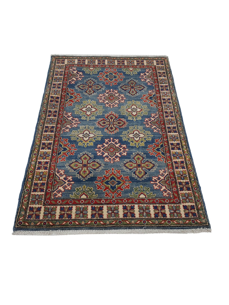 Pacific Kazak 41868 Jade Blue Ivory Traditional Hand Knotted Rug