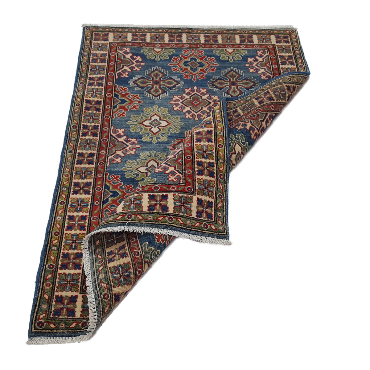 Pacific Kazak 41868 Jade Blue Ivory Traditional Hand Knotted Rug