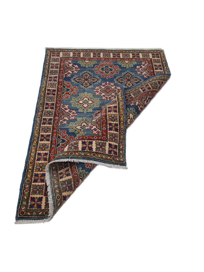 Pacific Kazak 41868 Jade Blue Ivory Traditional Hand Knotted Rug