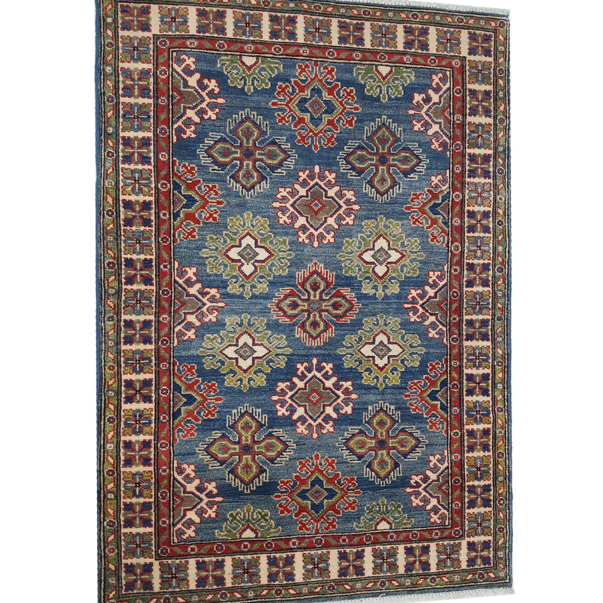 Pacific Kazak 41868 Jade Blue Ivory Traditional Hand Knotted Rug