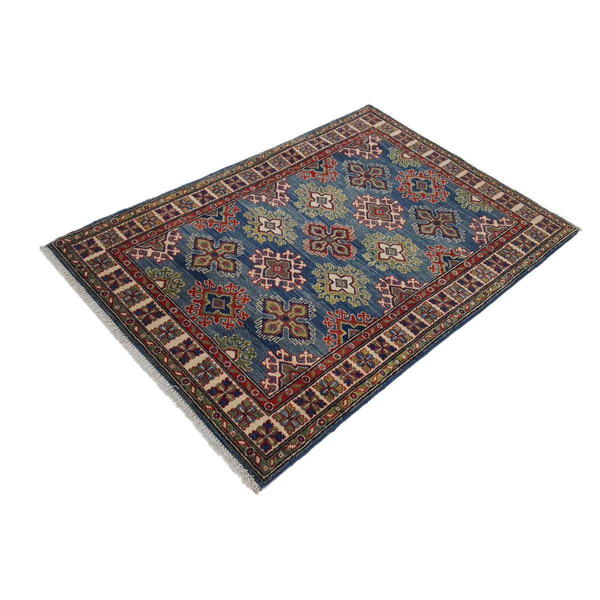 Pacific Kazak 41868 Jade Blue Ivory Traditional Hand Knotted Rug