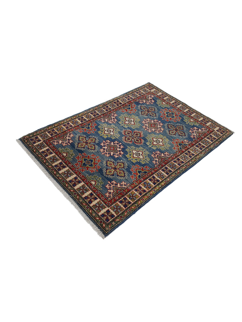 Pacific Kazak 41868 Jade Blue Ivory Traditional Hand Knotted Rug