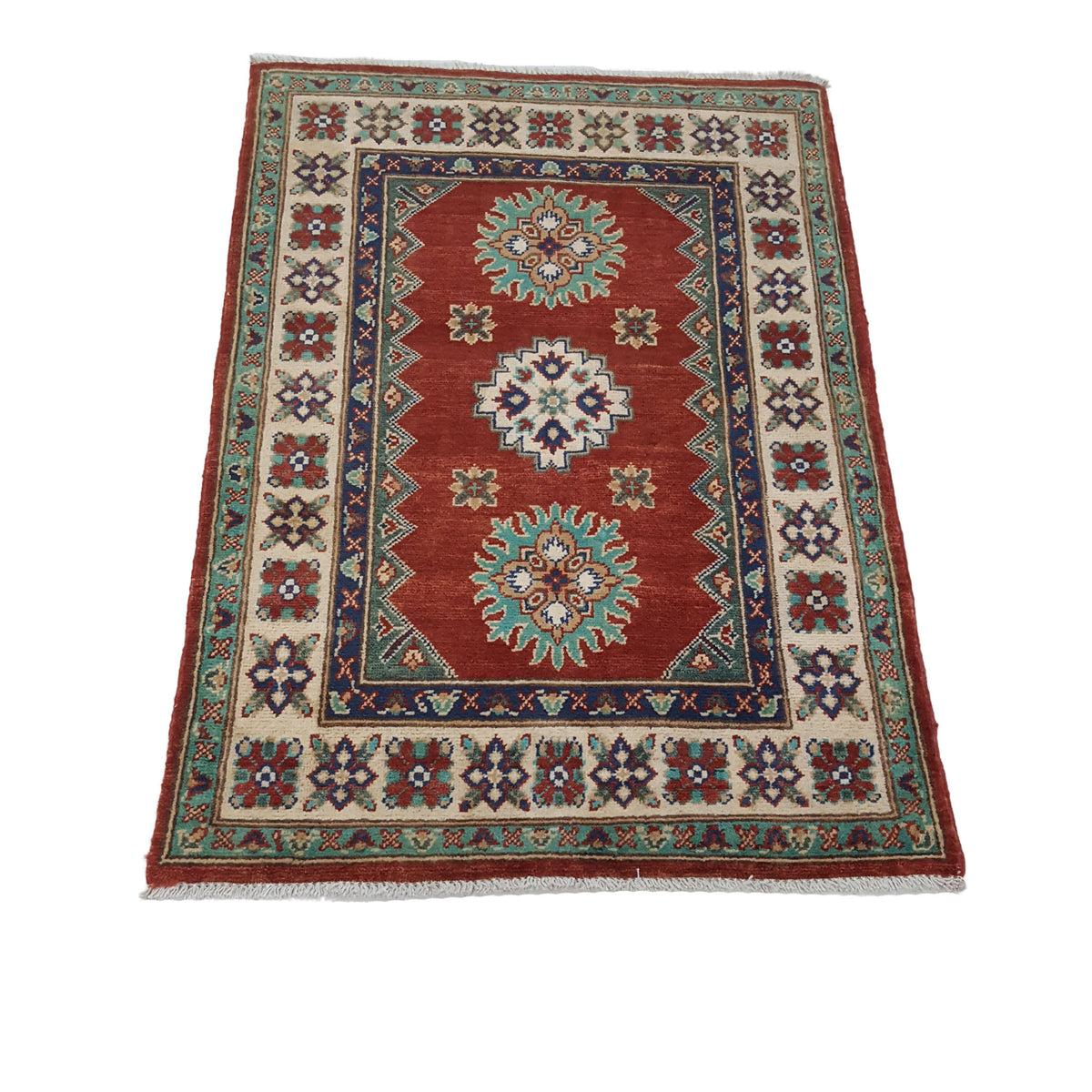 Pacific Kazak 41874 Red Ivory Traditional Hand Knotted Rug