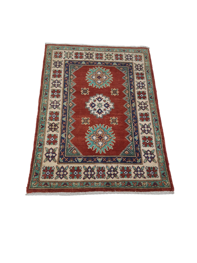 Pacific Kazak 41874 Red Ivory Traditional Hand Knotted Rug