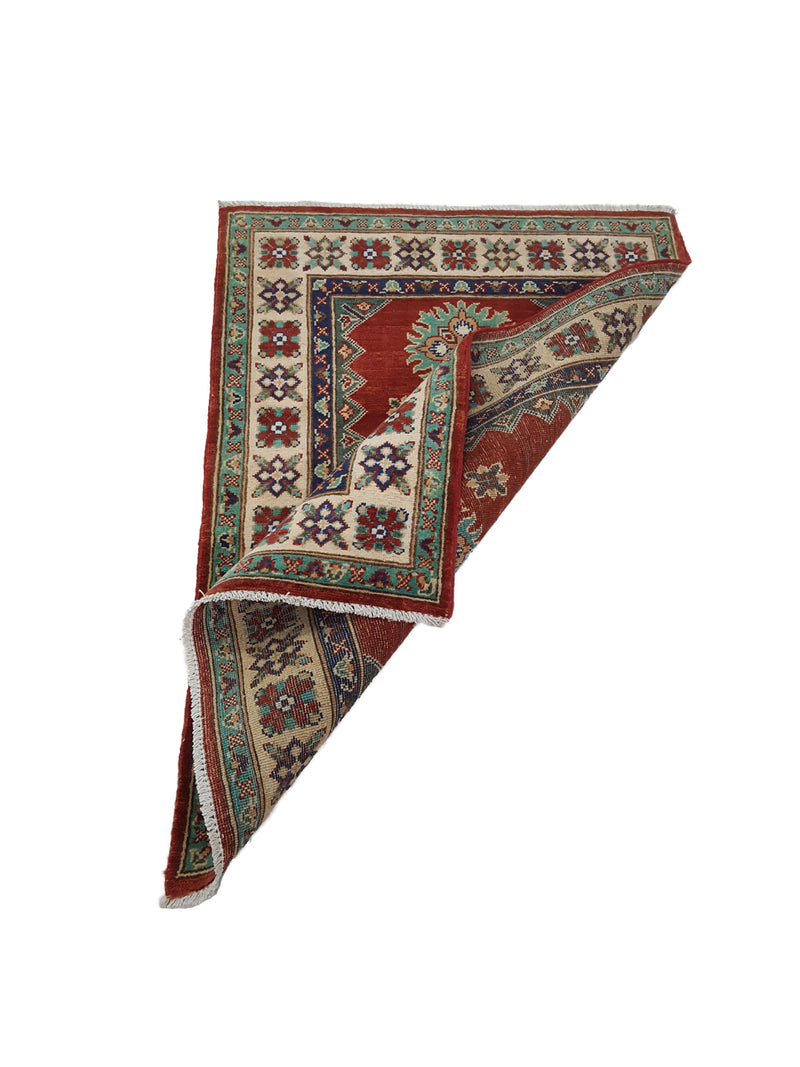Pacific Kazak 41874 Red Ivory Traditional Hand Knotted Rug