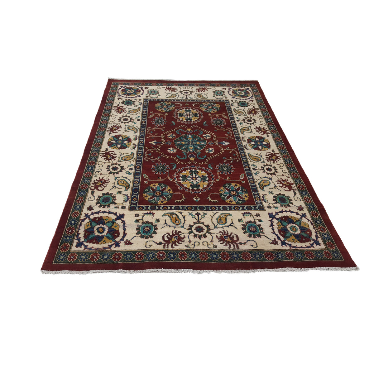 Pacific Kazak 41878 Red Ivory Traditional Hand Knotted Rug