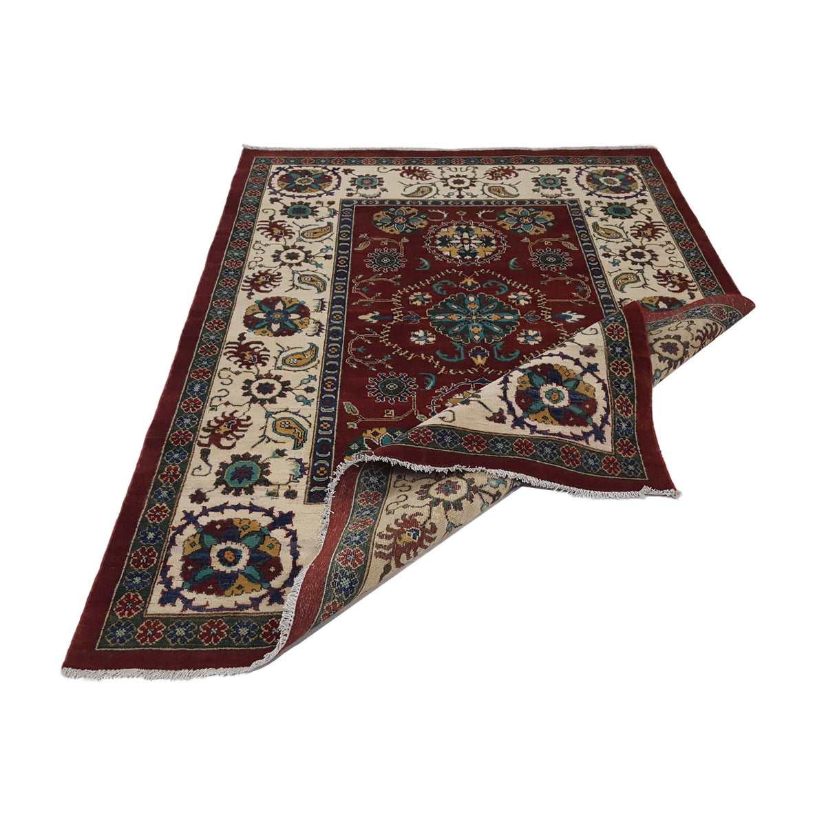 Pacific Kazak 41878 Red Ivory Traditional Hand Knotted Rug