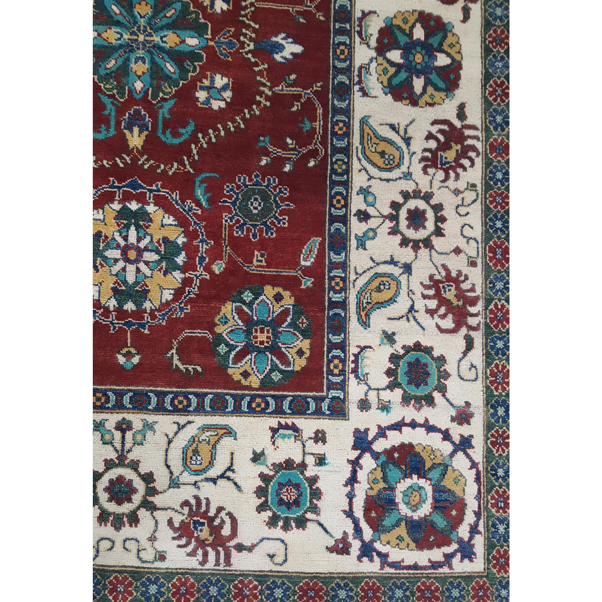 Pacific Kazak 41878 Red Ivory Traditional Hand Knotted Rug