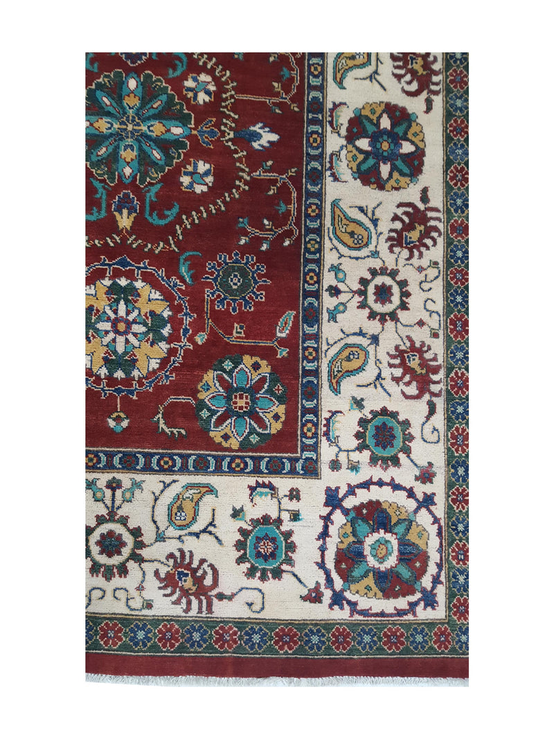 Pacific Kazak 41878 Red Ivory Traditional Hand Knotted Rug