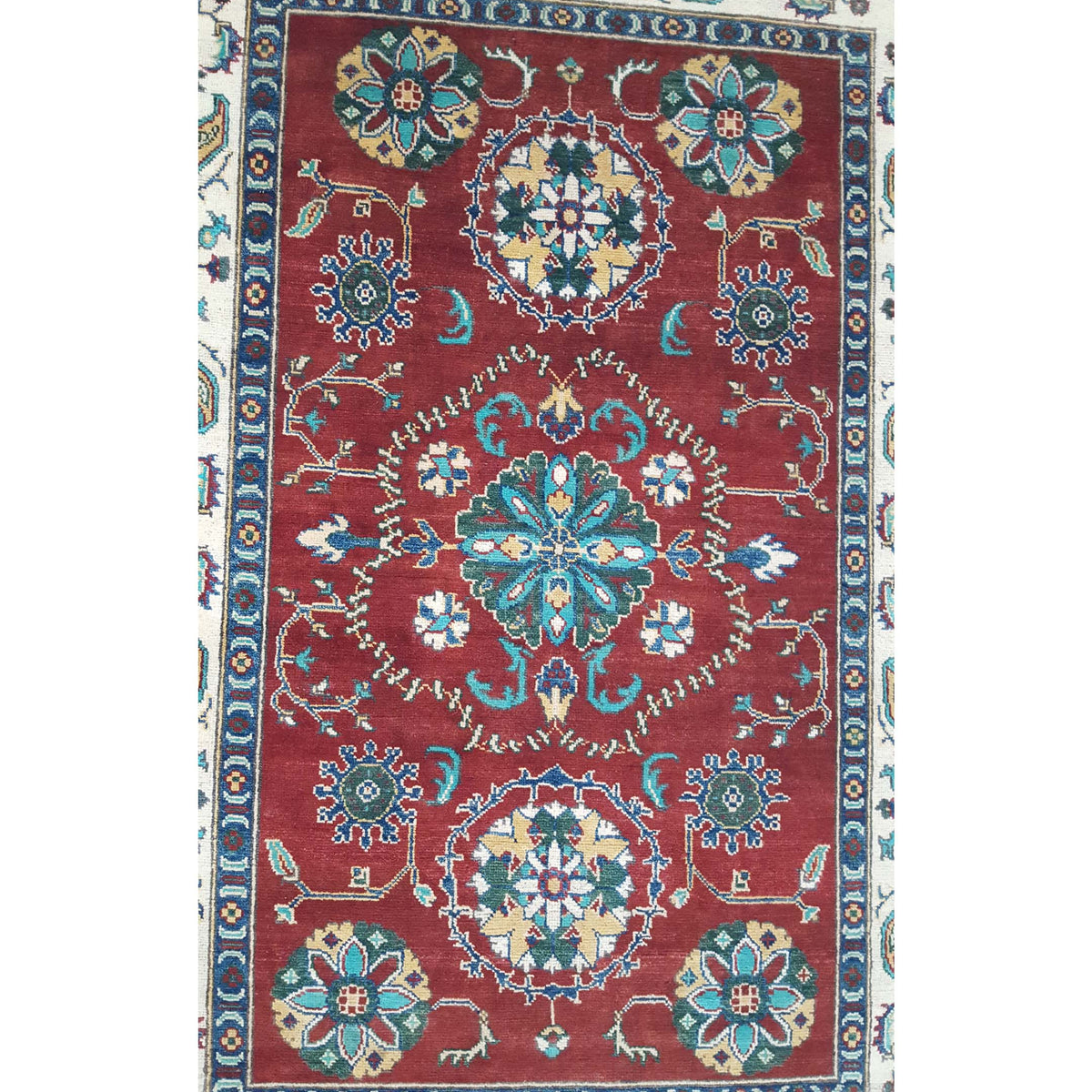 Pacific Kazak 41878 Red Ivory Traditional Hand Knotted Rug