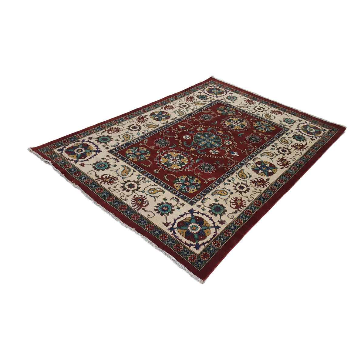 Pacific Kazak 41878 Red Ivory Traditional Hand Knotted Rug