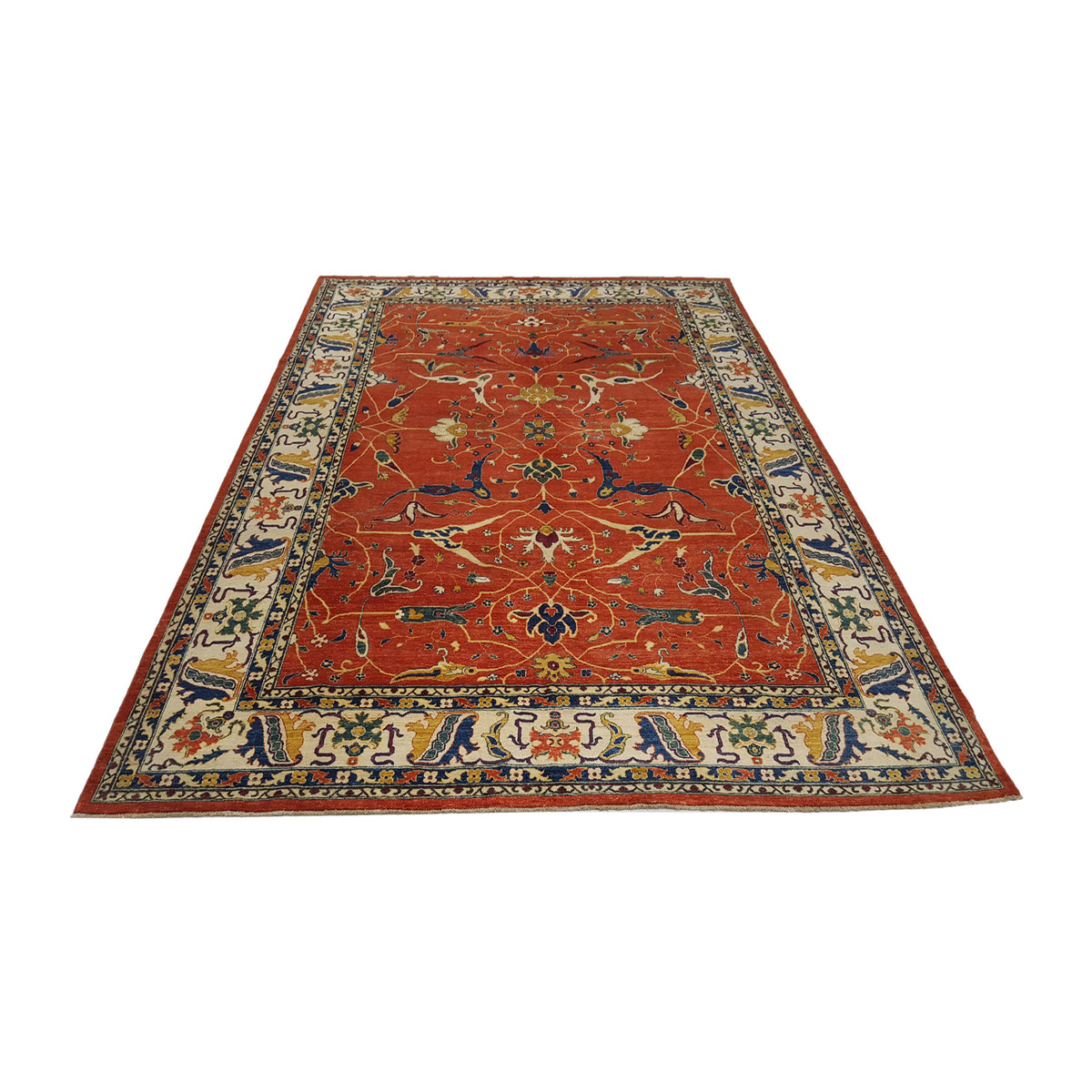 Pacific Ziegler 41882 Rust Blue Transitional Hand Knotted Rug