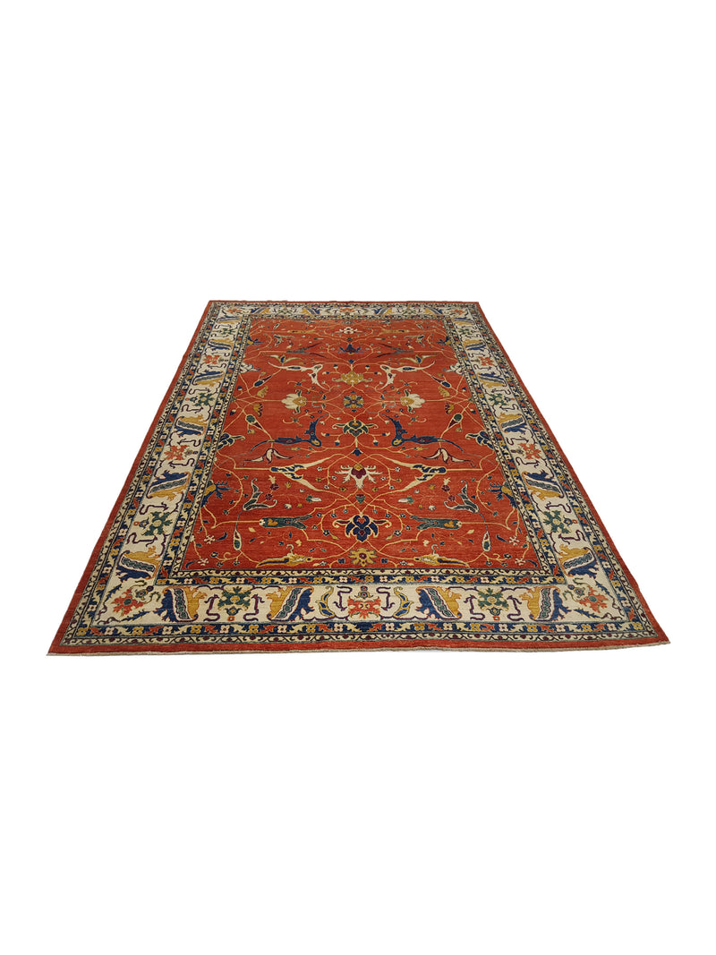Pacific Ziegler 41882 Rust Blue Transitional Hand Knotted Rug
