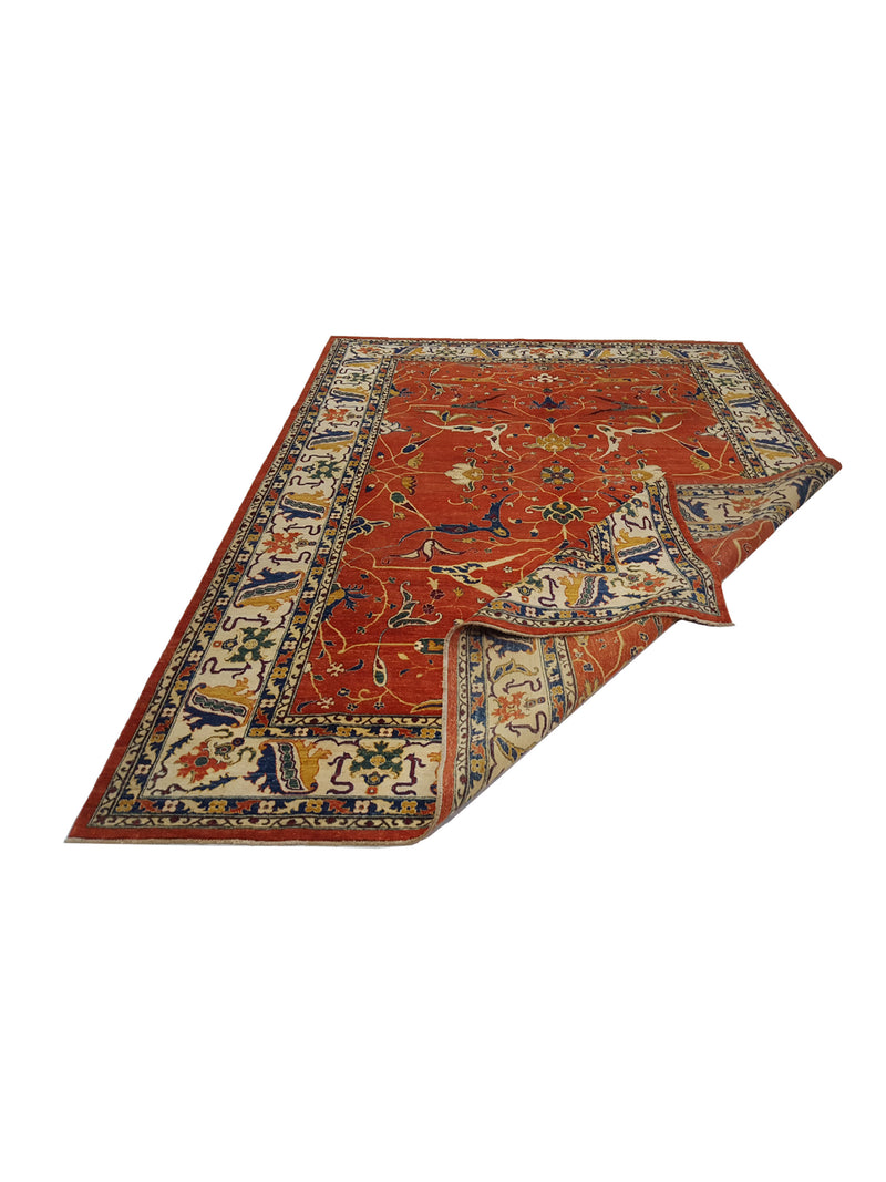 Pacific Ziegler 41882 Rust Blue Transitional Hand Knotted Rug