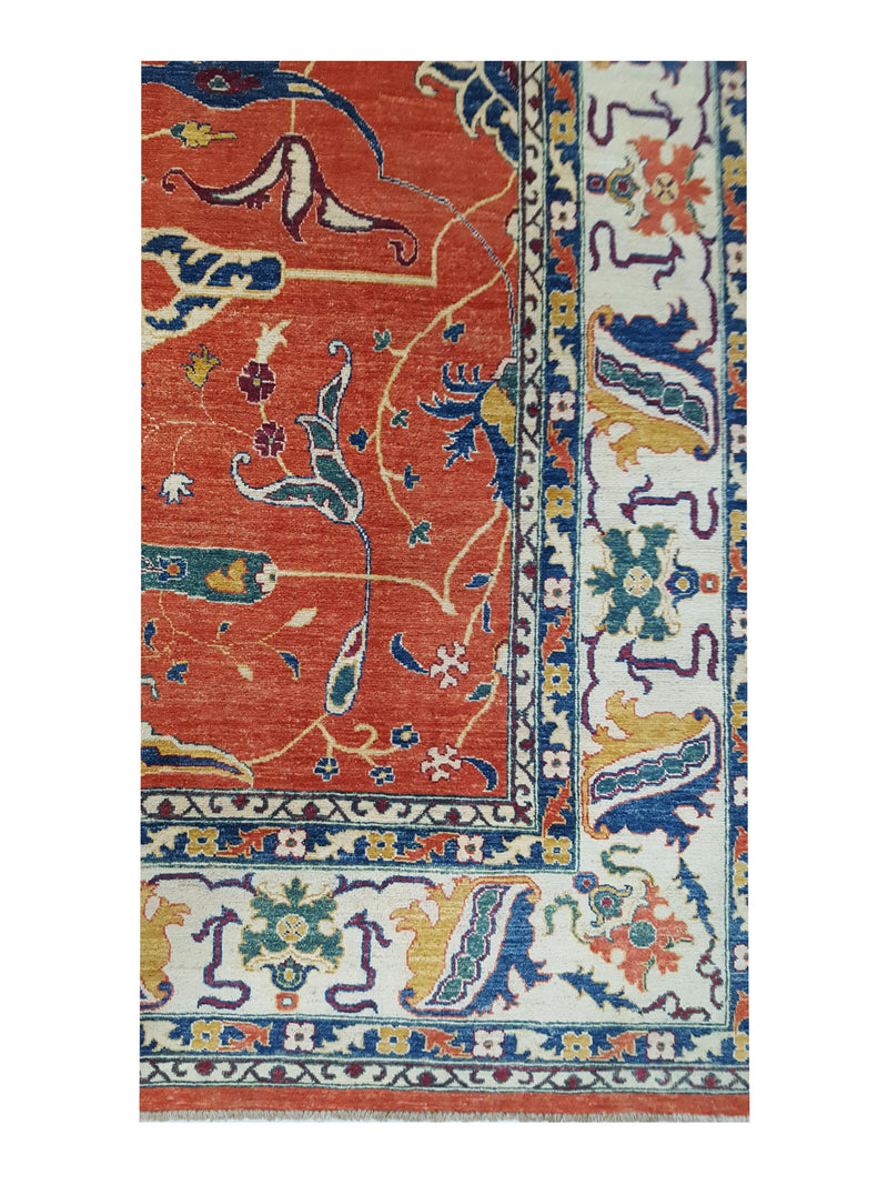 Pacific Ziegler 41882 Rust Blue Transitional Hand Knotted Rug