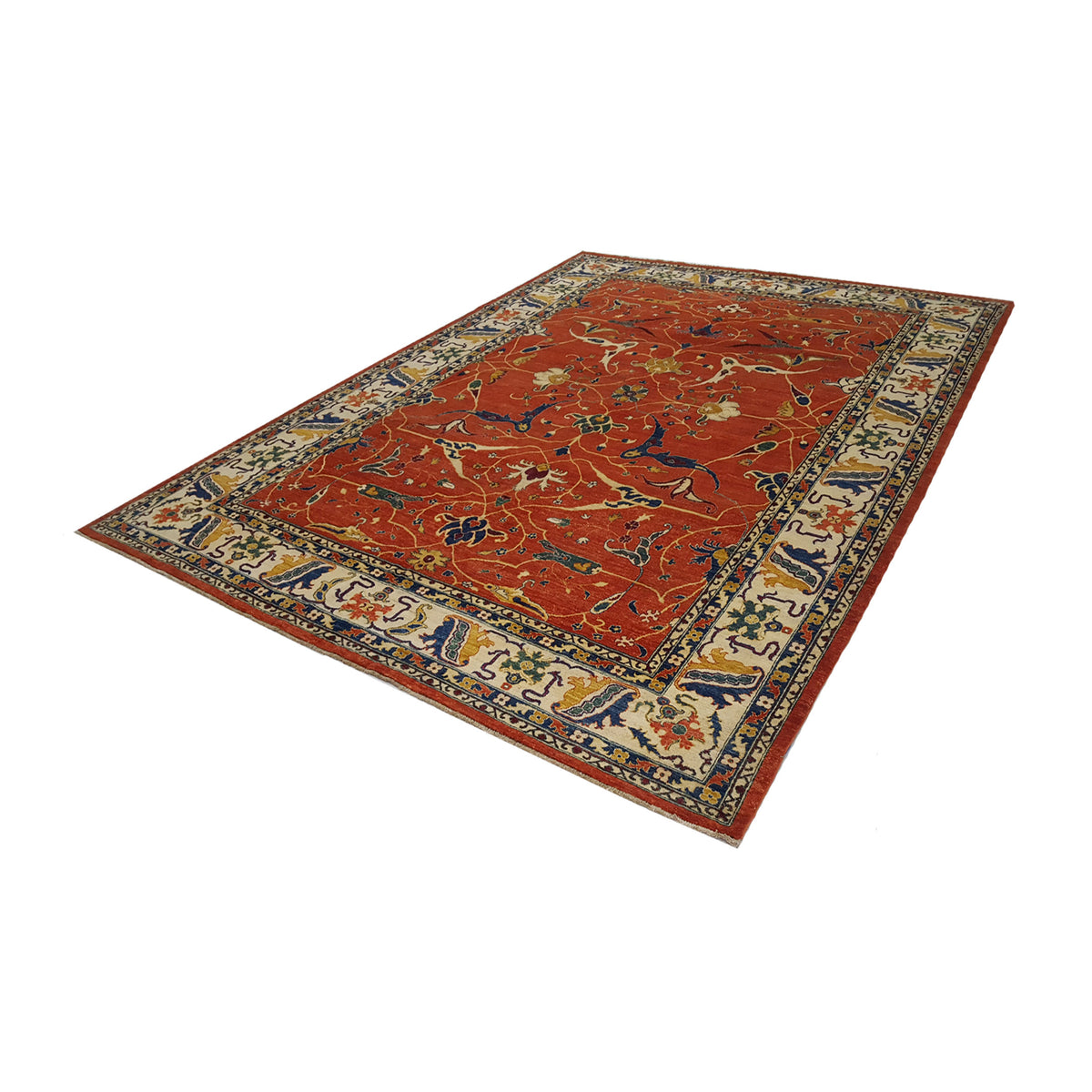 Pacific Ziegler 41882 Rust Blue Transitional Hand Knotted Rug