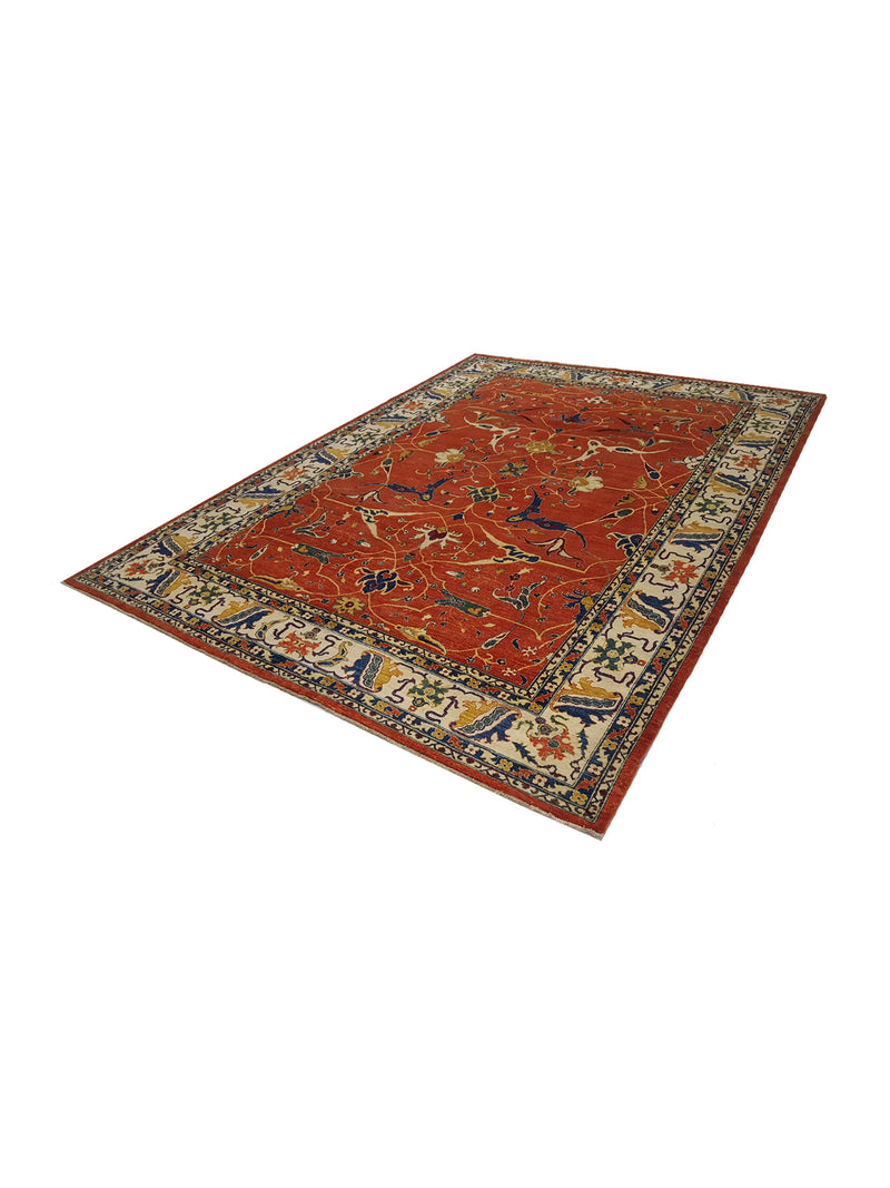 Pacific Ziegler 41882 Rust Blue Transitional Hand Knotted Rug