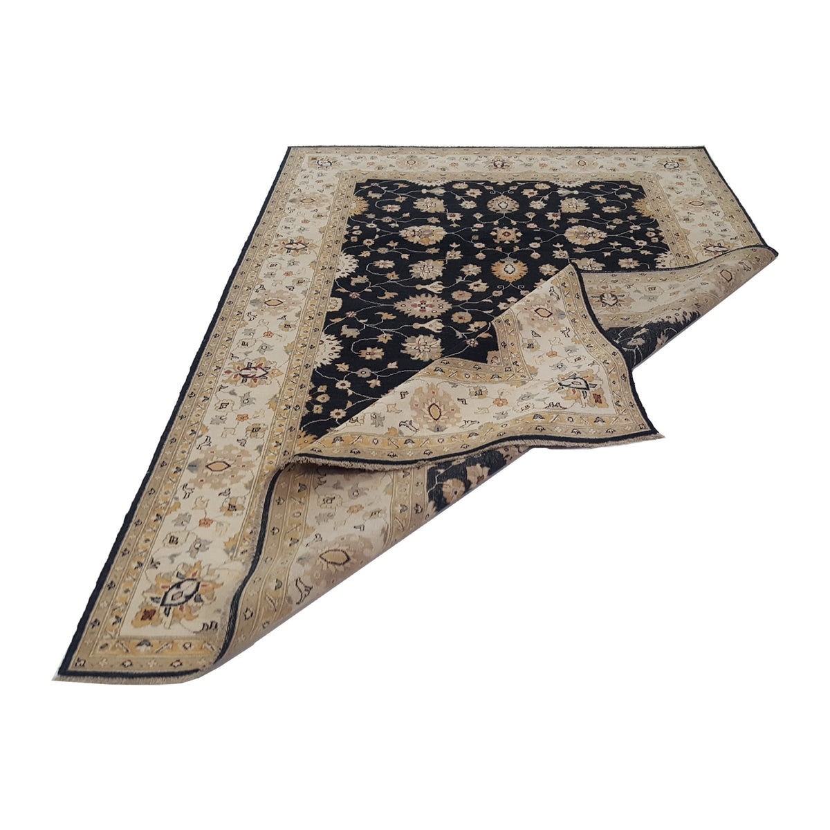 Pacific Ziegler 41885 Black Ivory Transitional Hand Knotted Rug