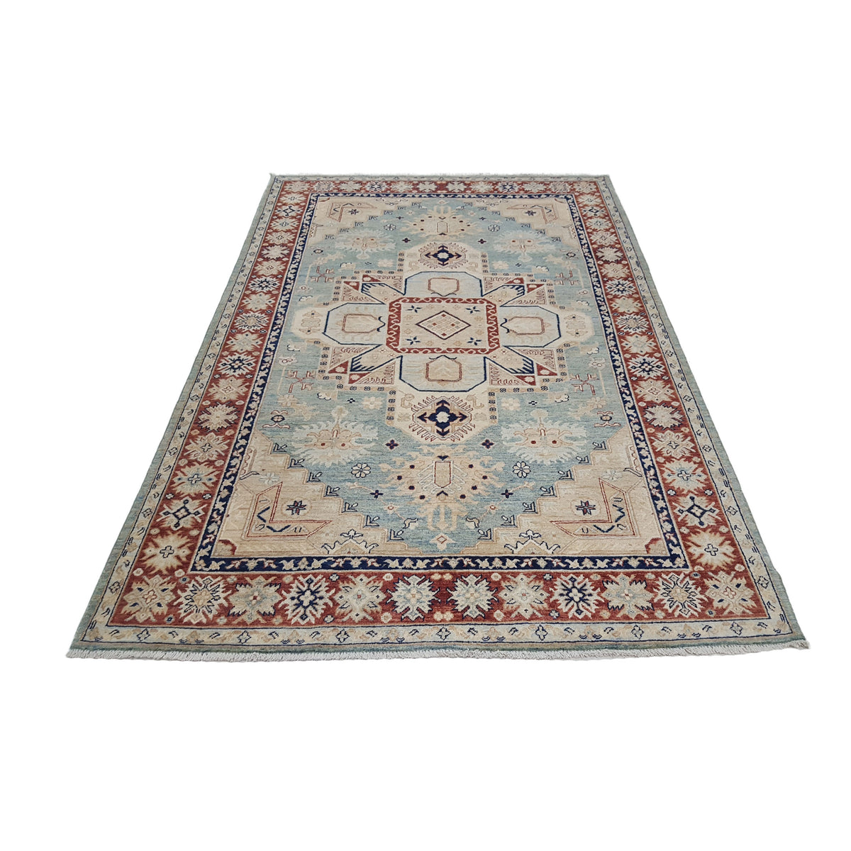 Pacific Ziegler 41888 Jade Blue Rust Transitional Hand Knotted Rug