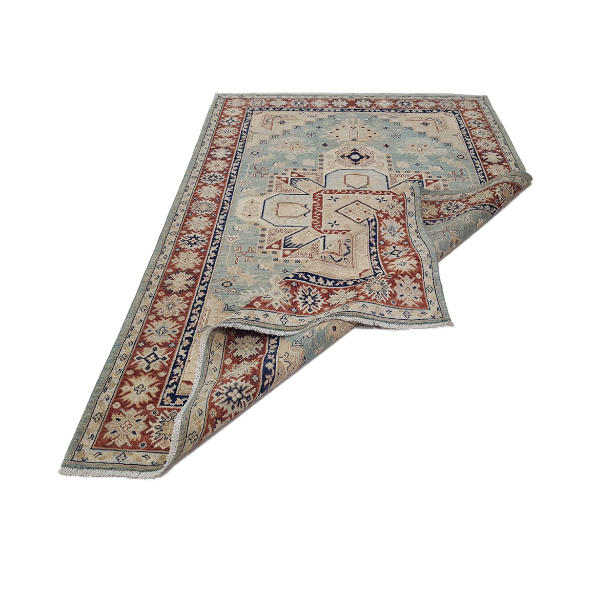 Pacific Ziegler 41888 Jade Blue Rust Transitional Hand Knotted Rug