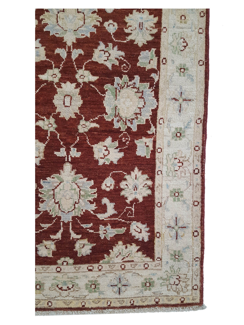 Pacific Ziegler 41893 Burgundy Ivory Transitional Hand Knotted Rug